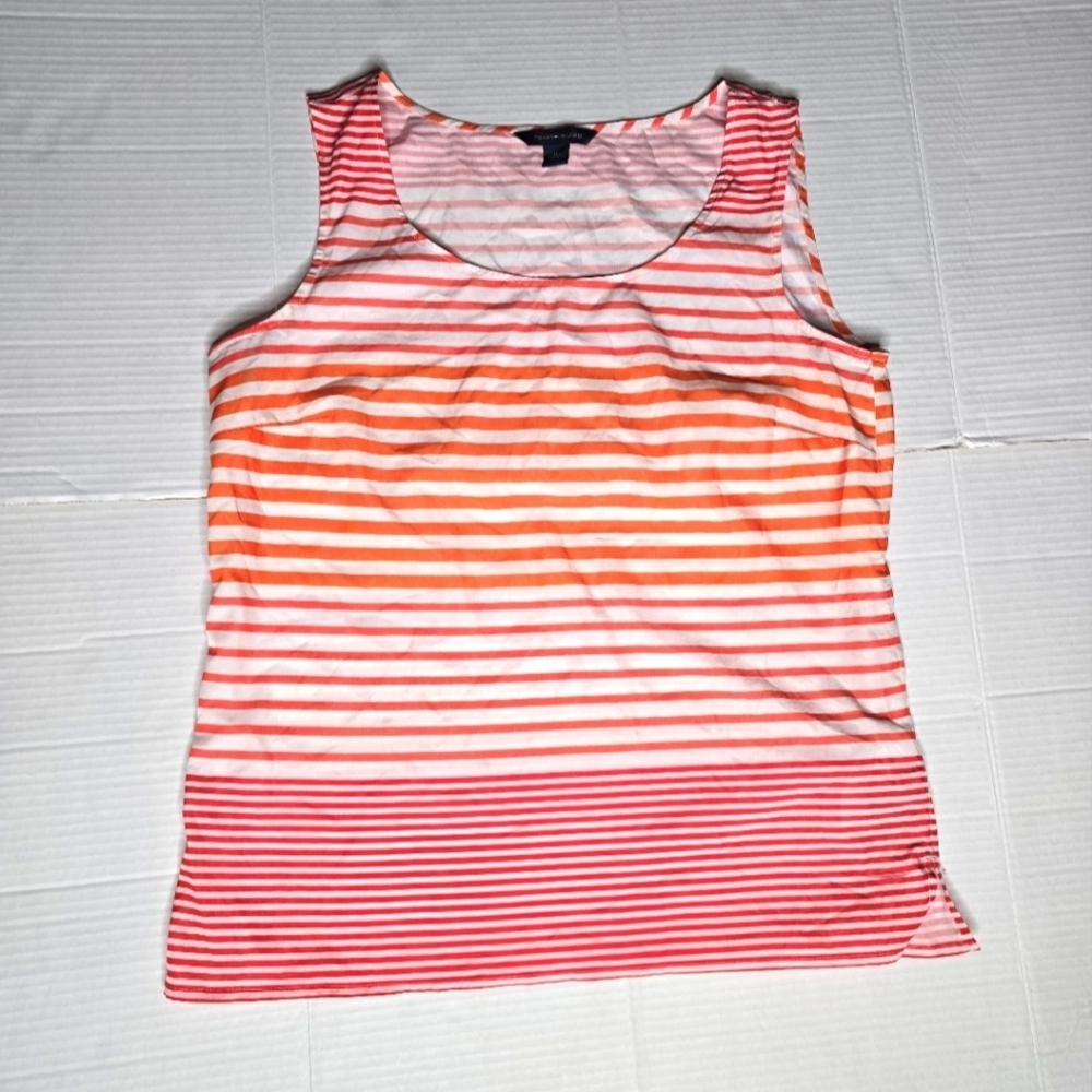 Vibrant Pink and Orange Striped Sleeveless Tank Top